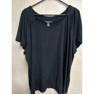 Designer Originals 3X Black Scoop Neck Short‎ Sleeve Summer Top